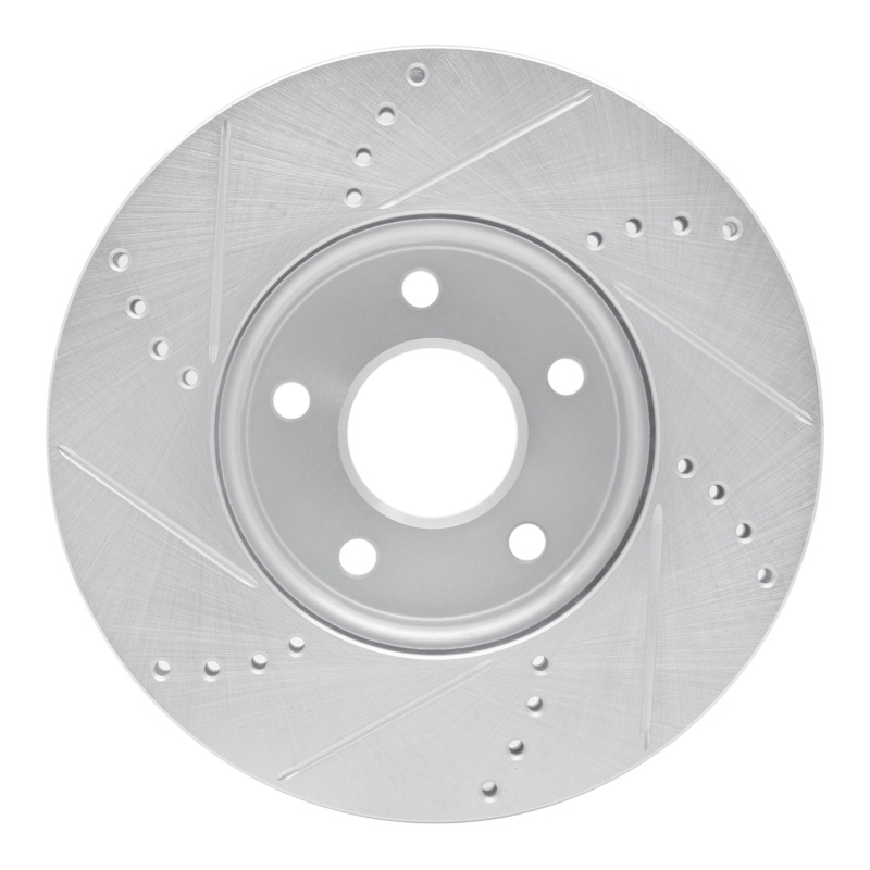 Ford C-MAX Brake Rotor (1) - Front Right - R1 Concepts - Drilled & Slotted - Silver - `12-`18